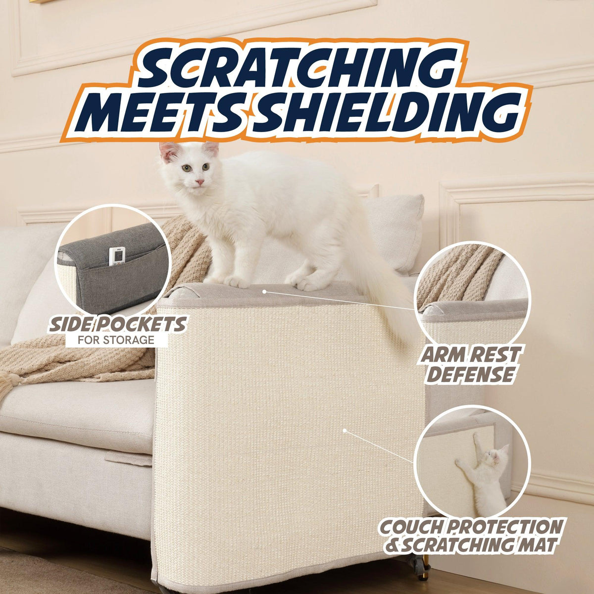 Scratch Protection Mats Sofa Arm Cat Scratch Protectors | Baci Living Room